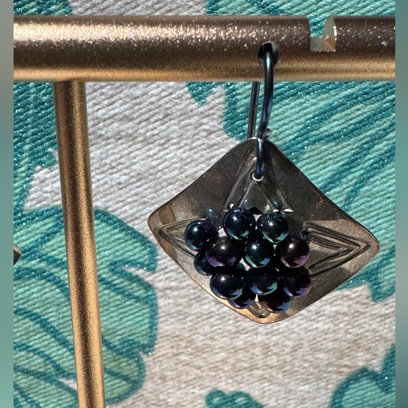 Neo-Chrome Decorative Drop Earrings—Signed by Artist - Picture 2 of 8